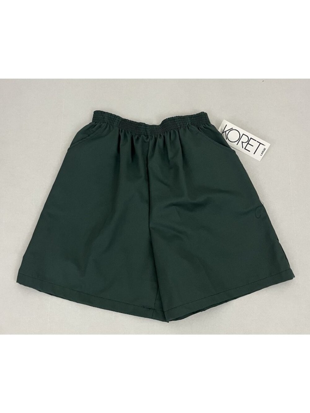 Vintage Koret Women's L Pull On High Waist Shorts Green Cotton Blend NWT